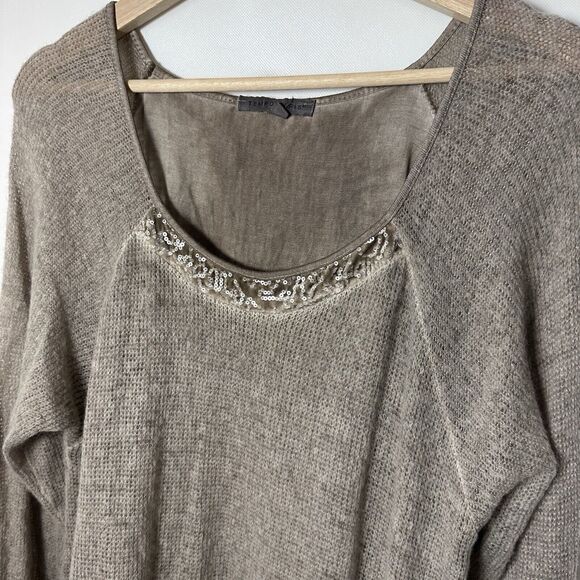 Temp Paris Sweater Asymmetric Tunic Lace Brown Boho Lagen Witchy Artsy Fairy L - Picture 5 of 9